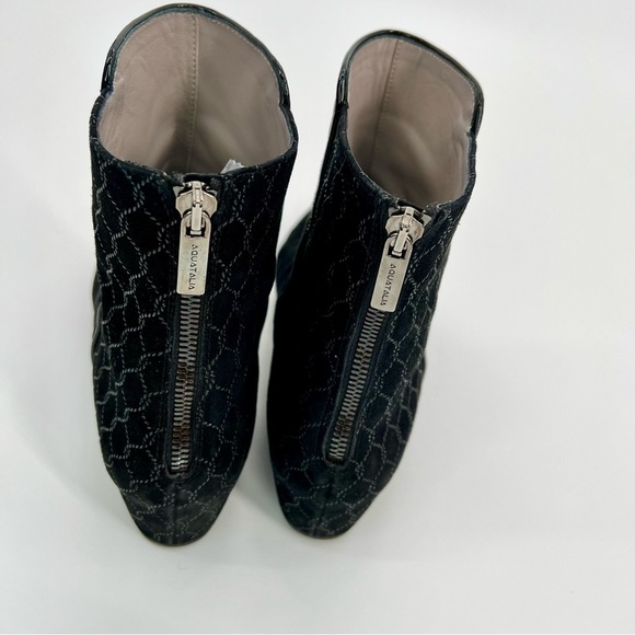 Aquatalia Women Suede Leather Chelsea Boots Black Wedge Heels Booties Size 8.5 - Picture 7 of 10